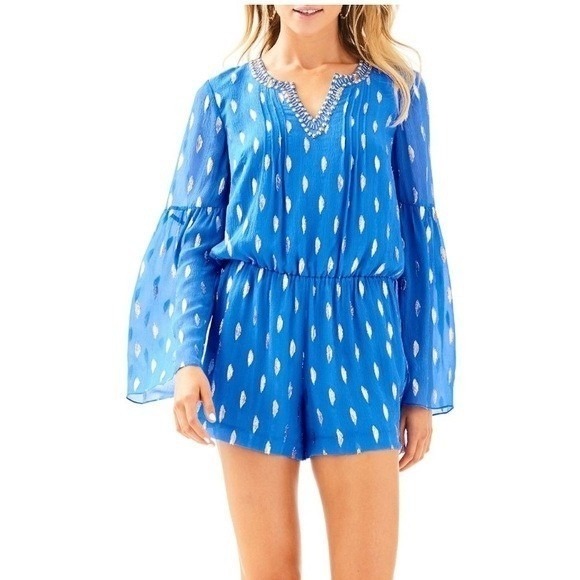 Lilly Pulitzer Pants - Lilly Pulitzer Ariele Silk Romper XS Resort Lightweight Whimsy Ethereal Party